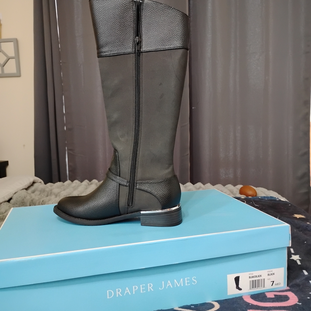 Draper James Women's Elegant Black Over the Knee Boots